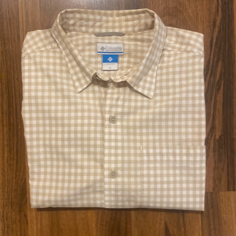 Columbia short sleeve shirt-beige/white checked